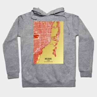 Miami City Map White and Red Hoodie